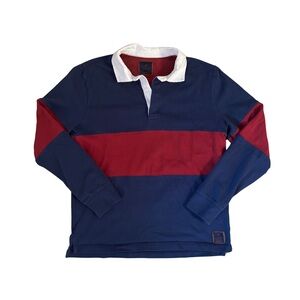 Denver Hayes Navy and Red Long Sleeve Rugby Polo Shirt